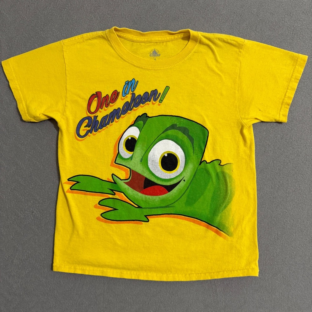 Disney Parks Kids Pascal Tangled One in Chameleon Yellow Graphic T-Shirt Small